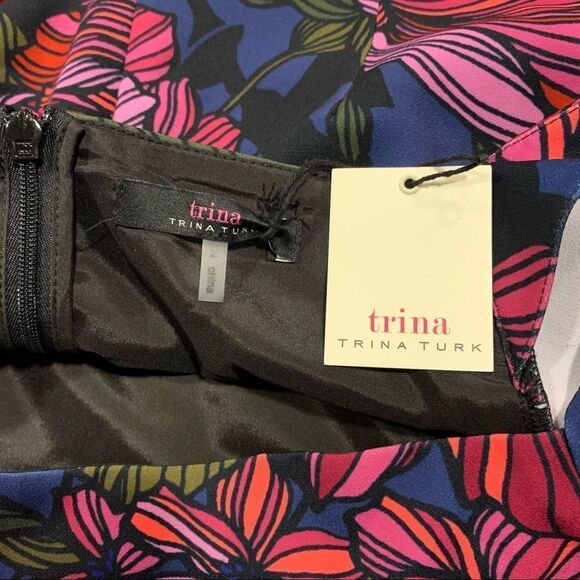 TRINA TURK Miley Bell Sleeve Floral Print Square Neck Size 2 New - Picture 5 of 7